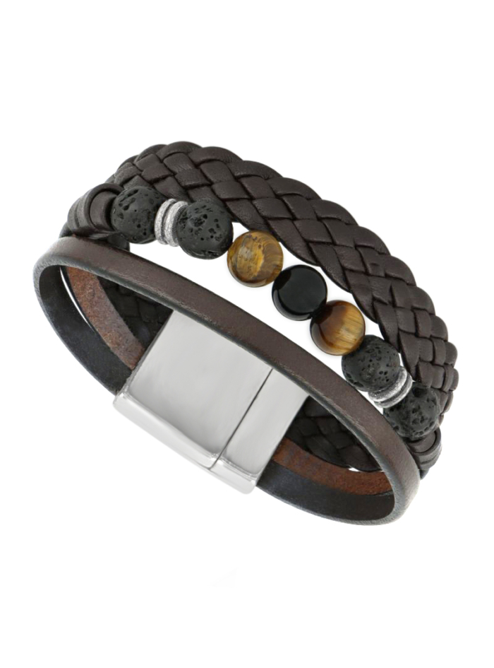 Bracelet Homme - Three Oeil de tigre - Elyon